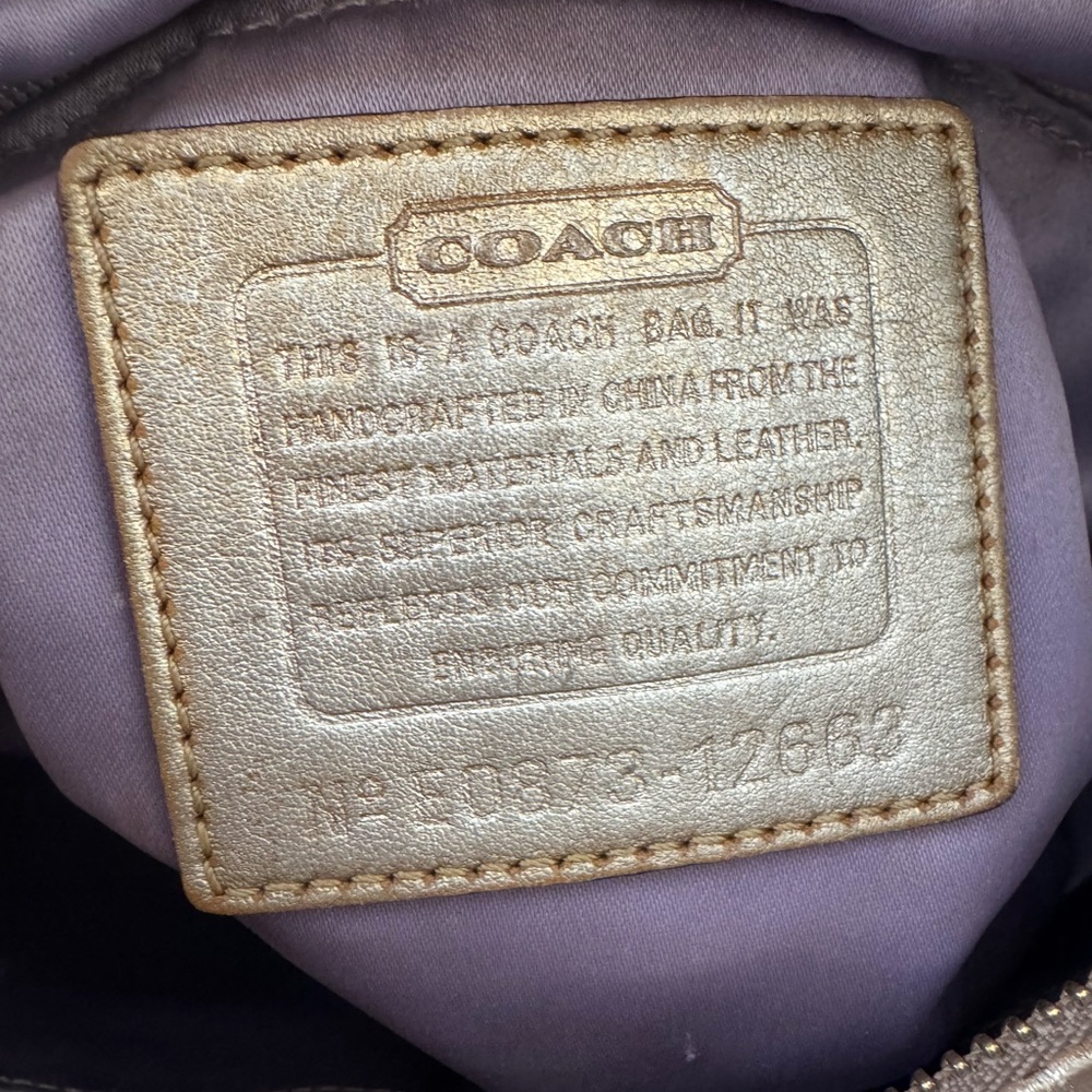 Coach Zoe Vintage Signature Jacquard Patchwork Gold Brown Shoulder Y2K Bag 12662 - Picture 17 of 17